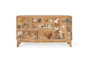 Giner y Colomer Commode 5 tiroirs en bois de manguier massif avec sculptures animales peintes à la main - Détails uniques, pattes 12 cm